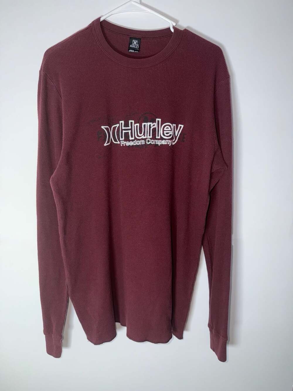 Hurley Freedom Company Thermal Long Sleeve Shirt Size XXL Burgundy